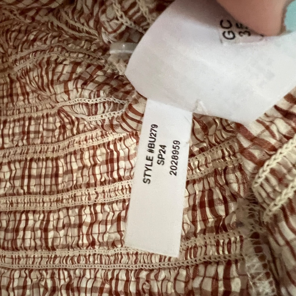 J. Crew Smocked Button-Up Shirt in Gingham Cotton Voile - Picture 7 of 8